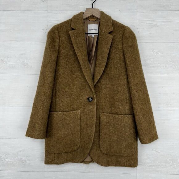 Madewell Boucle Larsen Blazer XS Toffee Brown Wool Alpaca Blend Single Breasted - Picture 15 of 16